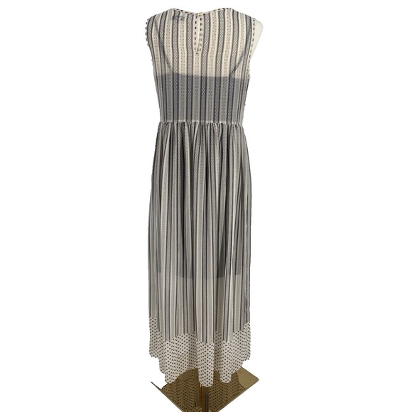 Madewell Womens Maxi Dress 2 Cream Black Semi Sheer Mixed Print Boho Peasant - Picture 5 of 10